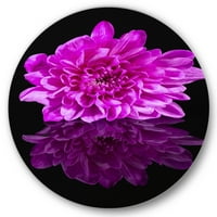 Дизайнарт' единично лилаво цвете от хризантема върху черно отражение ' традиционен кръг метал Арт-диск от 29