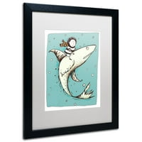Търговска марка изобразително изкуство риба момче платно изкуство от Карла Мартел, бял мат, черна рамка